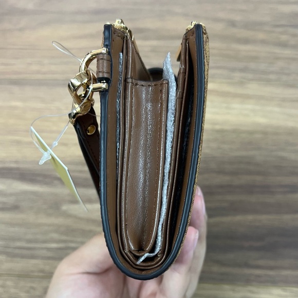 MICHAEL KORS Jet Set Signature Logo Stripe Double Zip Wristlet Wallet NWT - Picture 5 of 14